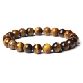 Natural tiger eye stone beaded bracelet featuring unique brown cat-eye texture - Yellow Tiger Eye