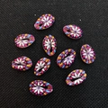 Natural bleached cowrie shells with bohemian floral print for DIY jewelry making - Bohemian Printed (No.19) / 20 Pieces Set