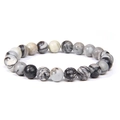 Natural Picasso Jasper beaded bracelet with map stone texture for men and women - Black Network Stone