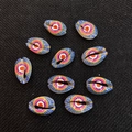Set of 10 colorful hand-painted sea shell beads for DIY jewelry and necklaces - Eye Shape Radial Pattern (No.14) / 20 Pieces Set