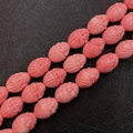 Pink synthetic coral beads featuring detailed Laughing Buddha carvings for DIY jewelry - Olive Buddha Style / 20MM (50 Pieces/Pack)