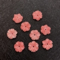 Nine pink floral synthetic coral beads for DIY jewelry making with fine carved petals - Middle Hole Flower Shape / 12mm (50 Pieces/Pack)