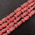 Pink synthetic coral beads carved in Buddha hand shape for DIY jewelry making - Buddha's Hand Shape / 11x18mm (50 Pieces/Pack)