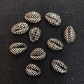 DIY shell beads with black and white checkered pattern for necklace jewelry making - Black and White Checkerboard (No.8) / 20 Pieces Set