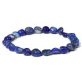 Natürliches Lapislazuli-Armband mit unregelmäßigen blauen Steinen und elastischem Band - Lapislazuli Stil (FD10013-19CM)