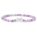 Nahaufnahme von 4mm lila Naturstein-Perlenarmband mit weißem Anhänger in Katzenform - Violetter Perlenstil (FD10114-19CM)