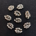 Natural cowrie shell beads with black and white floral prints for DIY jewelry making - Black and White Geometric (No.6) / 20 Pieces Set