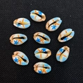 Hand-painted natural cowrie shells with blue star pattern for DIY jewelry making - Gradient Sea Turtle Style (No.18) / 20 Pieces Set