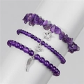 Detailed view of amethyst stone bracelet set with star and wing pendants on white stand - Purple (FK1301-19CM)