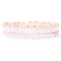 Detalle de cuatro pulseras elásticas de cuentas con cristales artificiales facetados - Estilo Oro Champaña Rosa Claro (FK1286-19CM)