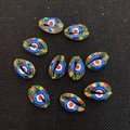 Set of 10 colorful evil eye painted conch shell beads for DIY jewelry making - Multicolor Evil Eye (No.20) / 20 Pieces Set