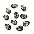 Natural printed evil eye shell beads in dark brown for DIY jewelry making sets - Dark Concentric Circles Eye (No.21) / 20 Pieces Set