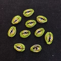 DIY colorful painted evil eye cowrie shell beads for handmade jewelry sets - Green Yellow Radial Evil Eye (No.13) / 20 Pieces Set
