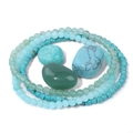 Vista de detalle de pulseras de cuentas de piedra natural de 4mm en tonos turquesa y esmeralda - Turquesa/Malaquita (FK1259)
