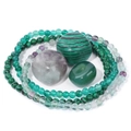 Macro di perle in pietra naturale da 4mm con malachite verde e pietre energetiche di fluorite - Fluorite/Trama Malachite (FK1263)