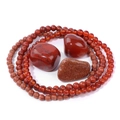 Dettaglio di perline di Diaspro rosso da 4mm e Pietra del sole con pietre naturali grezze - Diaspro Rosso/Goldstone (FK1265)