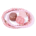 Dettaglio del set di braccialetti con perline di cristallo rosa e pietre grezze - Quarzo Rosa/Quarzo Fragola (FK1266)
