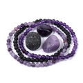 Set di bracciali in ametista naturale e pietra lavica da 8mm con cristalli di energia - Ametista/Pietra Lavica (FK1269)