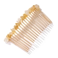 Detailed view of handmade gold wire hair comb featuring natural translucent yellow stones - Yellow Stone Style (FY0316)