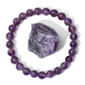 Natural purple amethyst beaded energy bracelet for women with raw crystal stone accent - Amethyst Style(FK1453)
