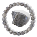 Macro shot of polished natural labradorite beads bracelet with blue flash raw stone - Labradorite Style(FK1454)