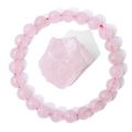 Macro detail of natural rose quartz beaded bracelet with unpolished raw pink energy stone - Rose Quartz Style(FK1455)