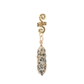 Macro detail of retro wire-wrapped natural hexagonal stone on dreadlock hair charm - Dalmatian Jasper Style (FY0280)