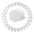 Macro detail of transparent natural crystal bead bracelet with a raw energy stone center - Clear Quartz Style(FK1458)