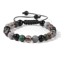 Pulsera tejida a mano con cuentas de cuarzo ahumado y cordón ajustable con piedras naturales - Estilo Multicolor Mineral Mixto (FA0018)