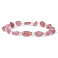 Pulsera minimalista con piedras de cristal rosa irregulares y cuentas transparentes - Estilo Irregular Rosa (FD10369-19CM)