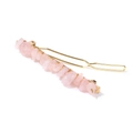 Pasador de pelo de metal dorado con piedras de cristal rosa natural irregulares - Estilo Cuarzo Rosa (FY0287)