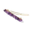 Pasador de pelo dorado hecho a mano con fragmentos de piedra natural color púrpura - Estilo Amatista (FY0288)