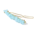 Light blue natural crushed stone hair clip with gold metal base for women - Amazonite Style (FY0291)