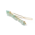 Gold-plated hair clip with natural green crushed stones and handmade wire wrapping - Aventurine Style (FY0292)