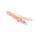 Golden hairpin with pink natural stone chips and crystals in a minimalist style - Agate Style (FY0293)