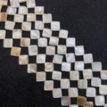 Natural mother of pearl square flat beads with iridescent luster for DIY jewelry - Diagonal Square / 15mm / Pearl White