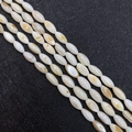 Natural white freshwater shell oval beads with iridescent luster for DIY jewelry making - Seed Beads / 5x11mm / Pearl White