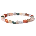 Elastisches Armband mit bunten, unregelmäßigen Natursteinperlen und roher Textur - Mehrfarbiger Getrommelter Stil (FD10014-19CM)