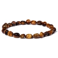 Elastisches Armband aus natürlichem Tigerauge mit unregelmäßigen Perlen auf weißem Grund - Tigerauge Stil (FD10015-19CM)
