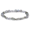 Elastic bracelet with irregular natural grey labradorite stones and blue flash finish - Labradorite Style (FD10021-19CM)