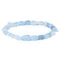 Minimalist elastic bracelet with natural irregular light blue aquamarine stones - Aquamarine Style (FD10022-19CM)