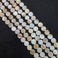 Macro detail of natural mother of pearl shell beads for handmade jewelry DIY design - Disc / 8mm / Pearl White
