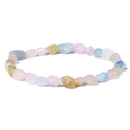 Elastic bracelet with colorful irregular polished natural stones in pastel tones - Colorful Tumbled Gemstone Style (FD10025-19CM)