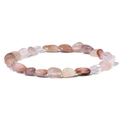 Elastic bracelet with irregular natural pink and purple stones in a minimalist style - Mixed Strawberry Quartz Style (FD10027-19CM)