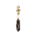 Retro dreadlock hair accessory with spiral brass tube and black hexagonal stone charm - Black Hexagonal Column Style (FY0277)