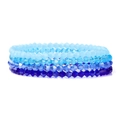 Blue gradient artificial crystal beaded bracelet set with four elastic strands for women - 19cm / Blue Gradient Style (FK2254-19CM)