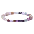 Elastic bracelet with irregular natural fluorite stones in purple and green hues - Multicolor Fluorite Style (FD10028-19CM)