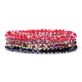 Set of four stretch bracelets with multifaceted crystal beads in red and champagne - 19cm / Ruby Red Champagne Gold Iridescent Black Style (FK2255-19CM)