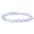 Elastic beaded bracelet with irregular natural light blue agate polished stones - Blue Lace Agate Style (FD10029-19CM)