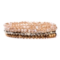 Set of 4 stretch beaded bracelets with faceted crystal glass in champagne and silver tones - 19cm / Light Champagne Transparent Golden Yellow Silver Gray Bronze Metallic Style (FK2256-19CM)